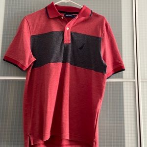Mens NAUTICA CHEST-STRIPE COLORBLOCK POLO